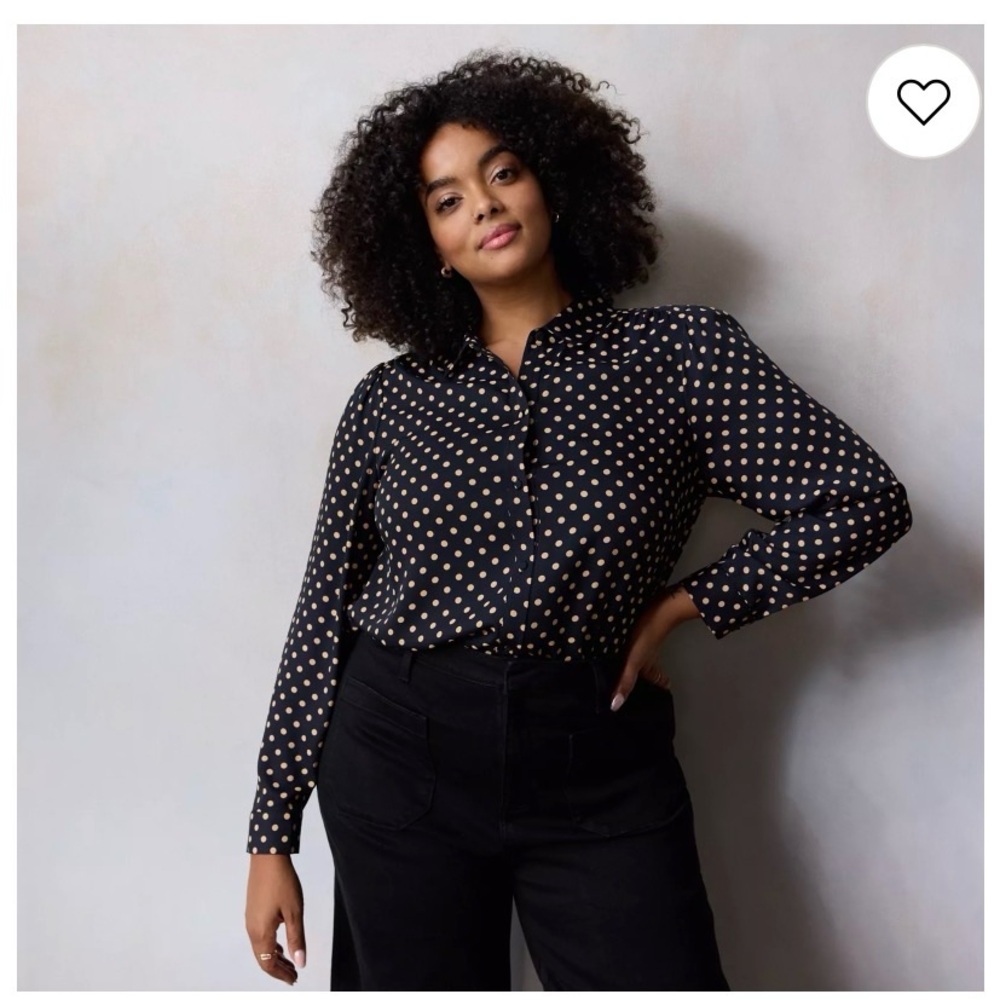 LC Lauren Conrad Black and Gold Button Down Shirt